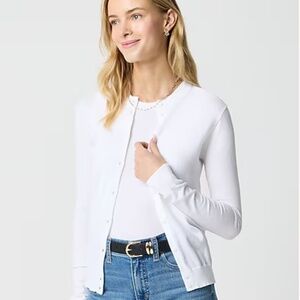 J. Crew Classic cotton cardigan sweater, white, 100% cotton, XS